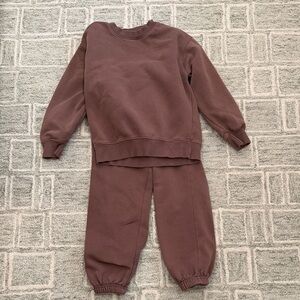 Zara Kids' Sweater & Jogger Set in Brown